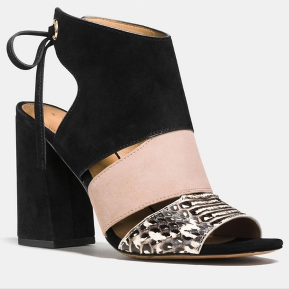 Coach Shoes - New! COACH Minetta Suede Block Heel Sandals